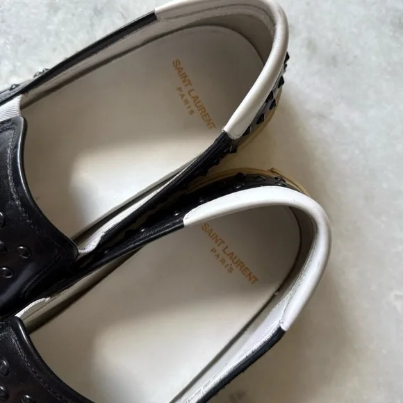 Saint Laurent Black Studded Slip-On Sneakers - Picture 4 of 8